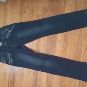 Diva Star sequined designed dark wash blue straight leg jeans  size 11/12